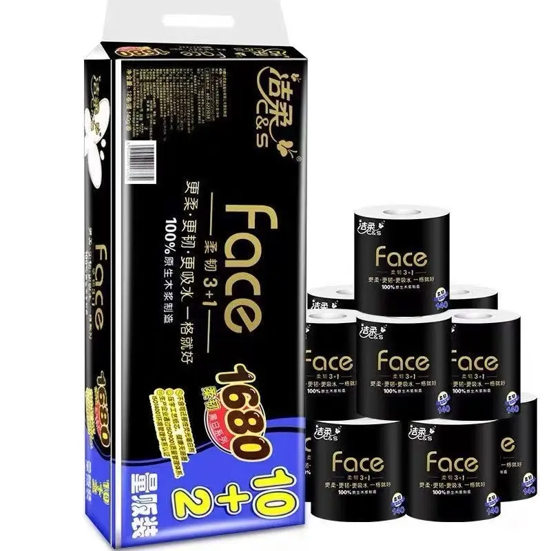 洁柔 黑色Face 卷筒纸 160g*12卷入