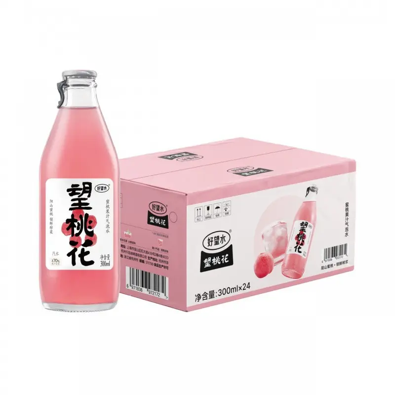 【整箱】好望水 望桃花白桃气泡水 300ml*24瓶/箱