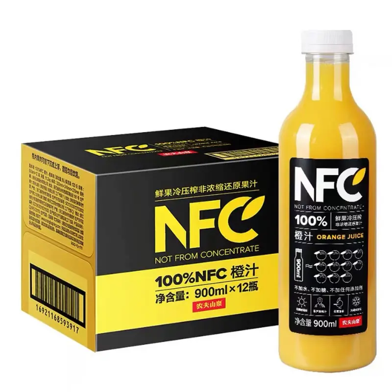 【整箱】农夫山泉 100%NFC橙汁 900ml*12瓶/箱